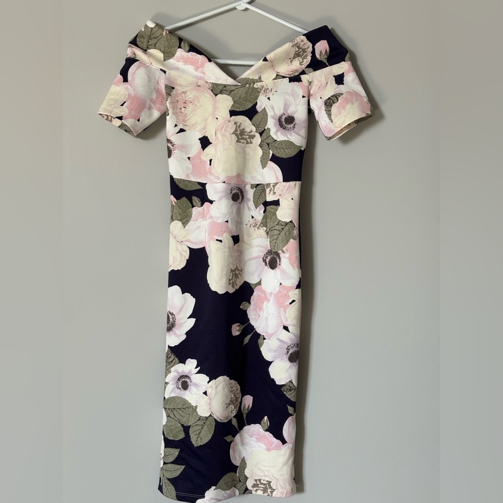 ASOS off the shoulder midi Floral Dress